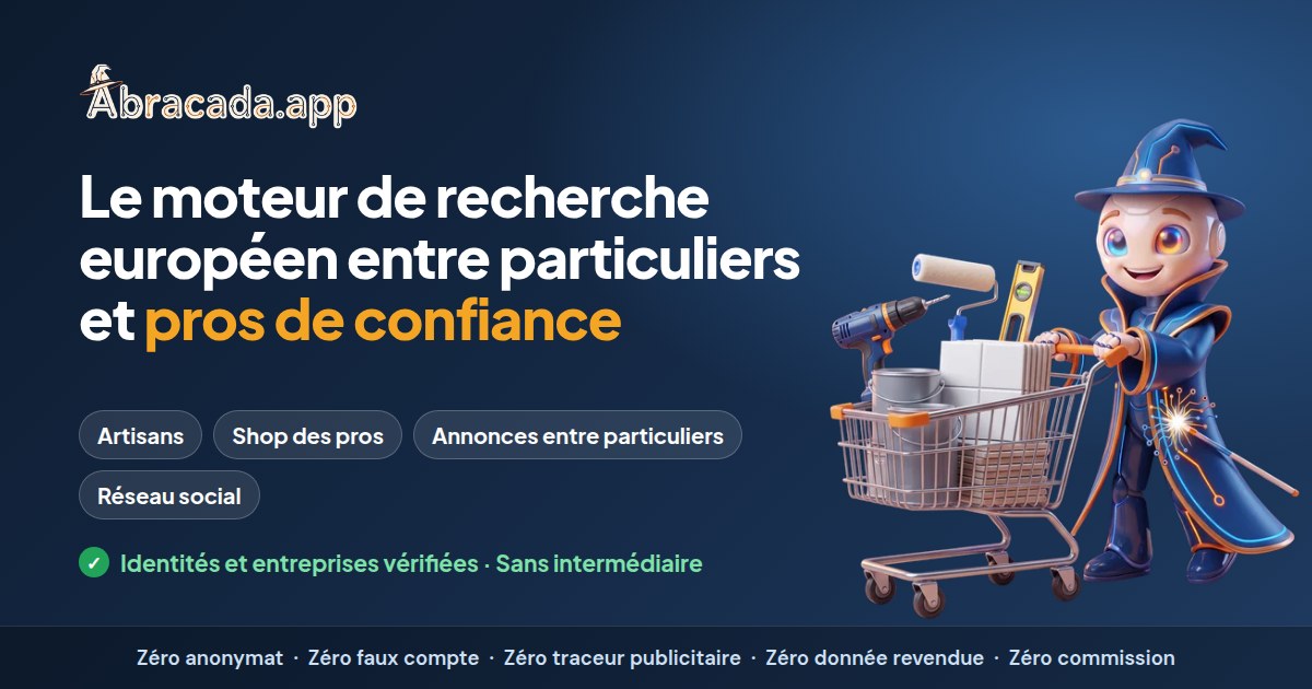 Abracada.app, le moteur de recherche français du bâtiment : artisans, Shop des pros, petites annonces, réseau social et emploi.